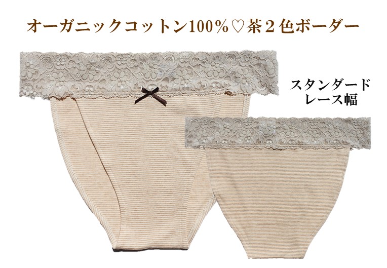茶ボーダー：オーガニックコットン１００％　M・L￥2300　